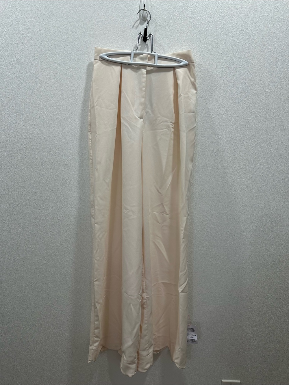 Asos Luxe 4 Cream Wide-Leg Dress Pants office bridal Elegant tulip hem NWT